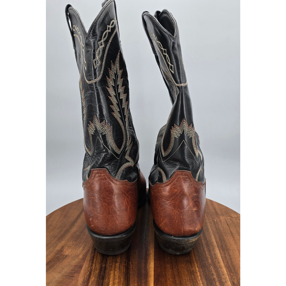 Tony Lama Thieves Market Boots Mens 11 D Black Brown Leather Western Cowboy main image 4